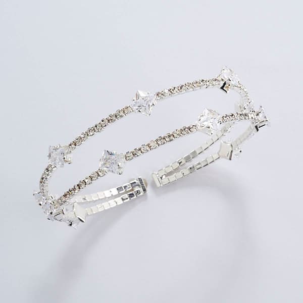 Rosa Rhinestones 2 Row Mixed Rhinestones Cuff Bracelet - image 