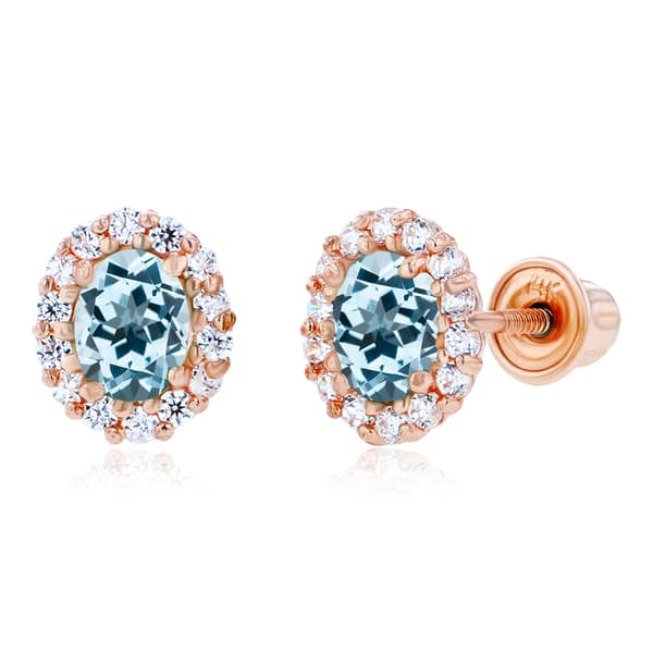 Gemstone Classics&#40;tm&#41; Rose Gold Sky Blue Topaz Oval Earrings - image 
