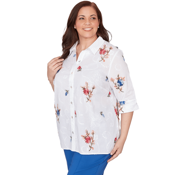 Plus Size Alfred Dunner The Royal Treatment Floral Button Blouse