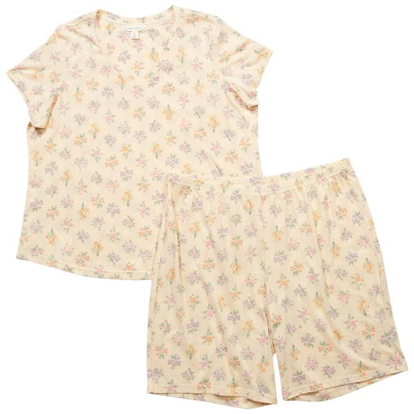 Plus Size Laura Ashley® Cap Sleeve Floral Bermuda Pajama Set