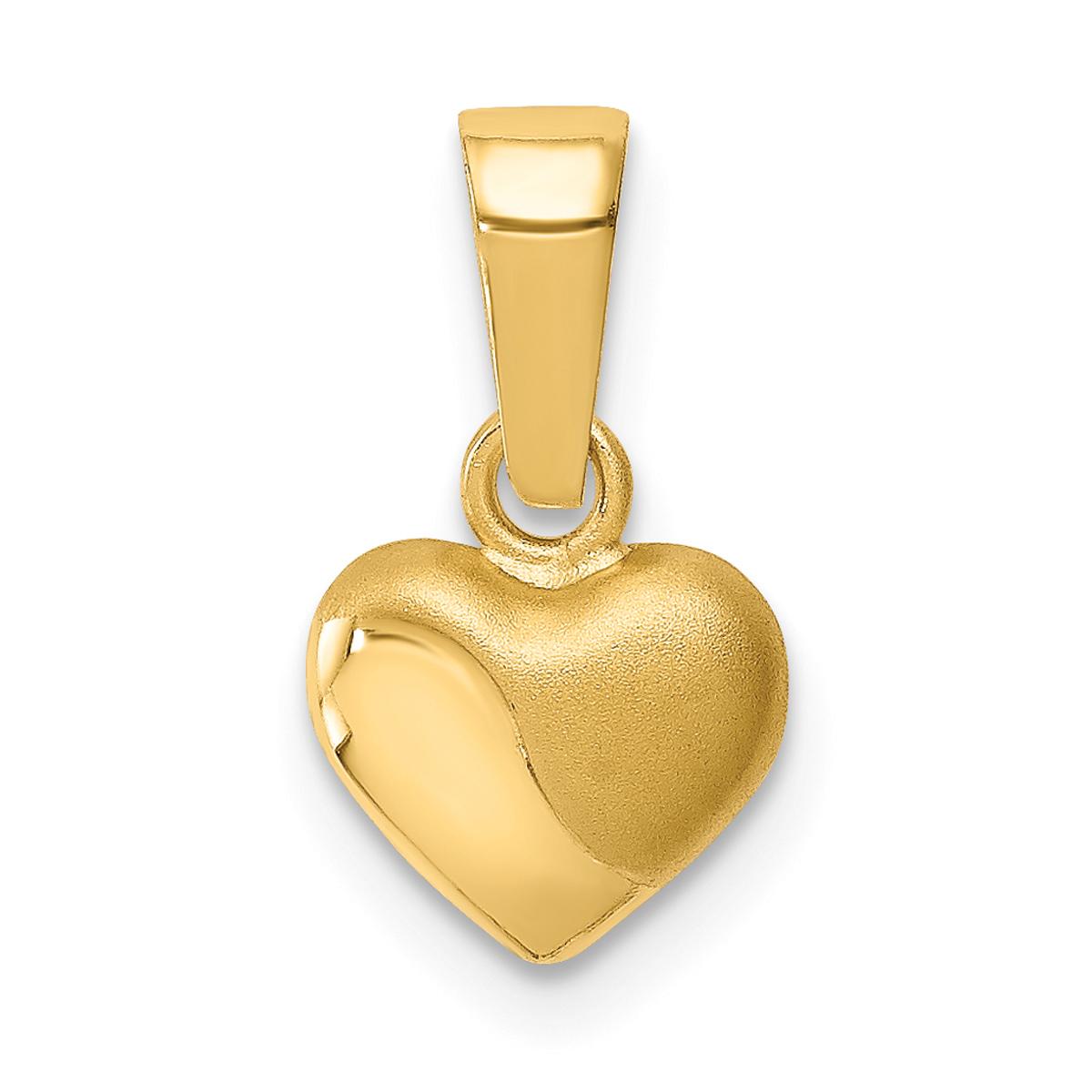 Gold Classics™ 14kt. Satin & Polished Puffed Heart Pendant