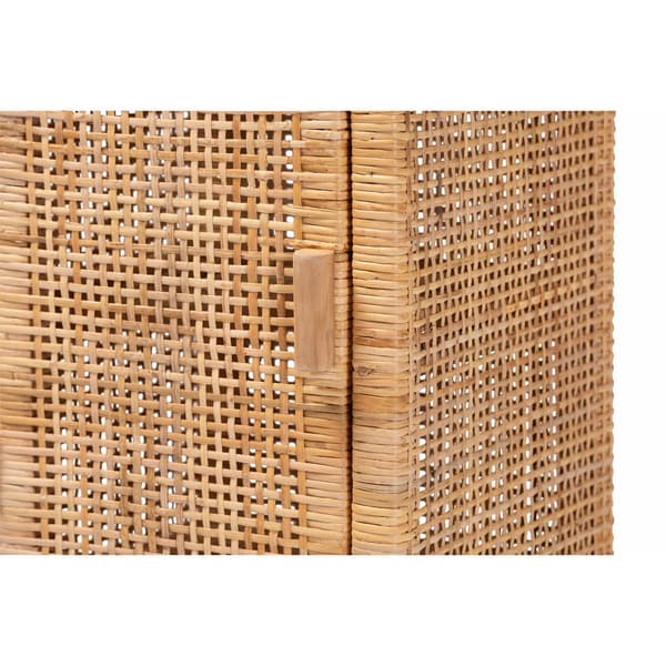 Baxton Studio Vivan Bohemian Natural Rattan 1-Door Nightstand