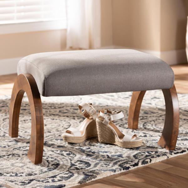 Baxton Studio Sandrine Wood Ottoman - image 