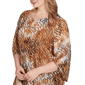 Plus Size Ruby Rd. New Neutrals Bell Sleeve Tie Dye Tiger Blouse - image 5