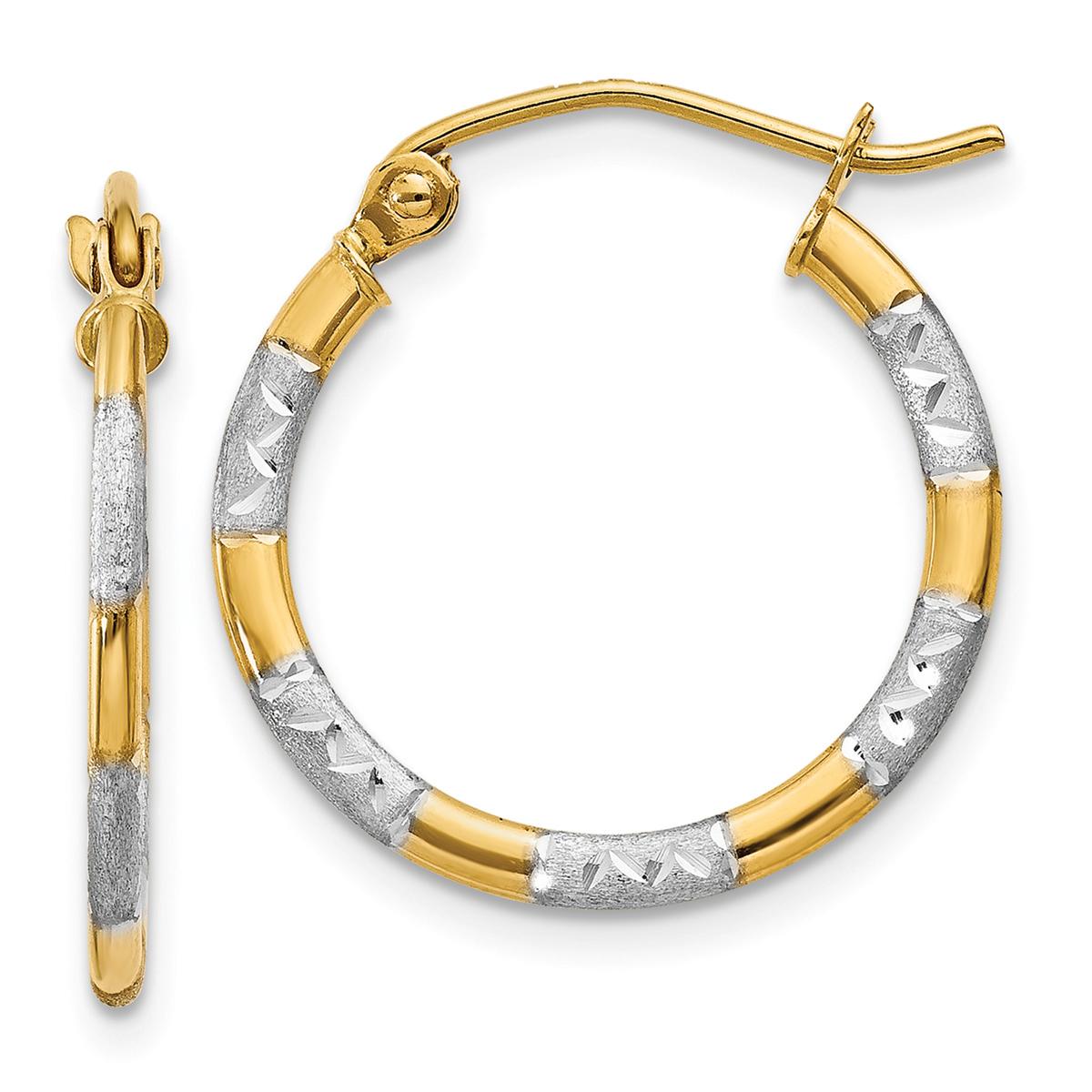 Gold Classics™ 14kt. Rhodium Diamond Cut Hoop Earrings
