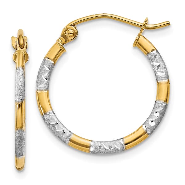 Gold Classics(tm) 14kt. Rhodium Diamond Cut Hoop Earrings - image 