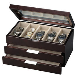 Unisex Wooden 2 Drawer Watch Box - Java