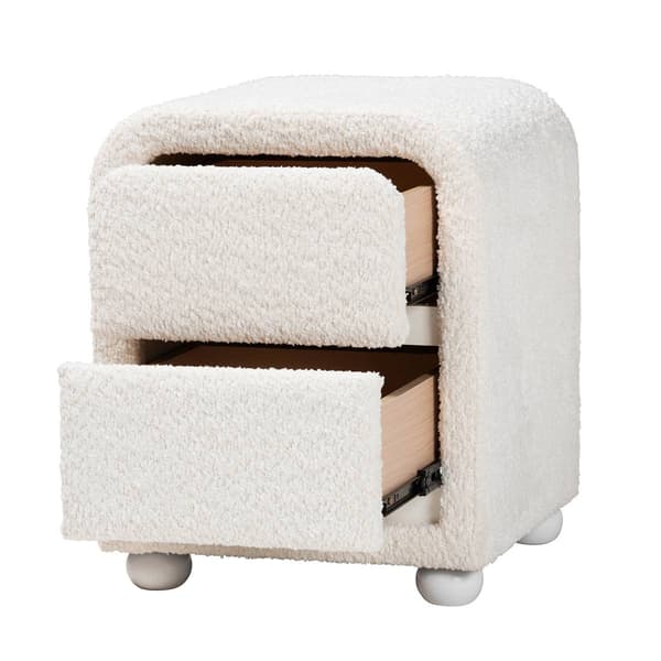 Baxton Studio Bonilla Teddy-Bear Fabric 2-Drawer Nightstand