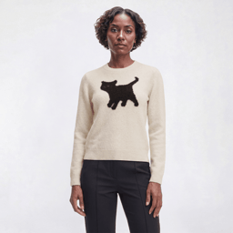 Petite Hasting & Smith Long Sleeve Cat Crew Neck Sweater