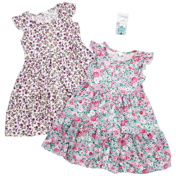 Girls (4-6x) BTween® 2pk. Flutter Cuff Floral Button Up Dress
