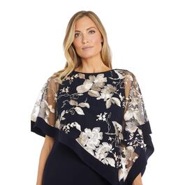Womens R&M Richards Floral Embroidered Poncho Sheath Dress