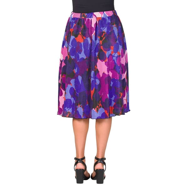 Womens 24/7 Comfort Apparel Multicolor Pleated Party Midi Skirt