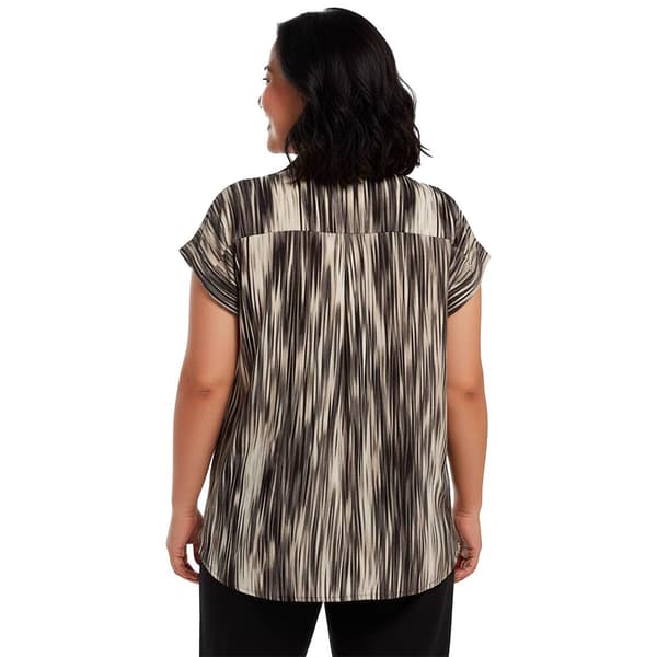 Plus Size Cocomo Short Sleeve Stripe Button Front Blouse