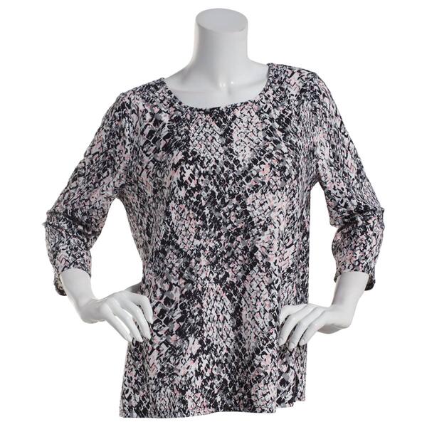 Plus Size Emily Daniels 3/4 Sleeve Print Jacquard Knit Tunic Top - image 