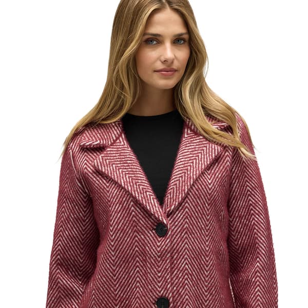 Womens NVLT Single Breasted Chevron Coatigan - Maroon