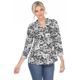 Womens White Mark Pleated Long Sleeve Floral Blouse