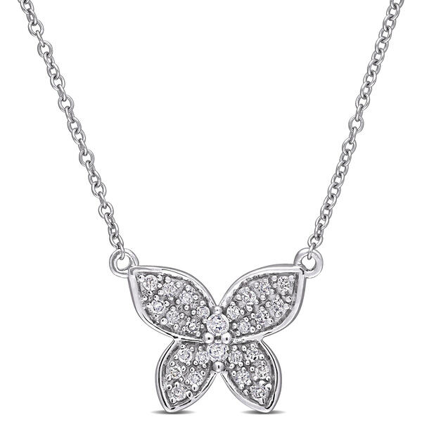 Diamond Classics&#40;tm&#41; 10kt. White Gold Butterfly Necklace - image 