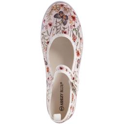 Womens Ashley Blue Mary Jane Floral Canvas Flats
