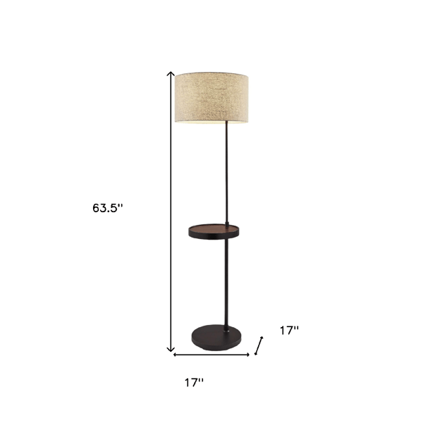 HomeRoots 64in. Beige & Black Tray Table Floor Lamp