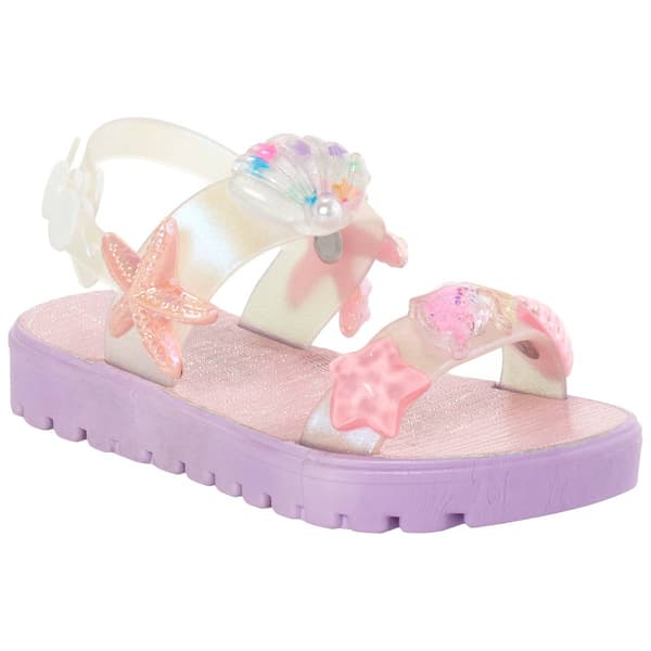 Little Girls Chatties Iridescent Beach Ornament Sandals - image 