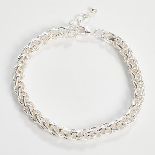 Design Collection Silver-Tone Wheat Chain Bracelet - image 