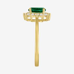 Nova Star® Lab Grown Emerald Gold over Silver Oval Halo Ring