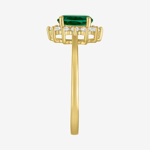 Nova Star® Lab Grown Emerald Gold over Silver Oval Halo Ring