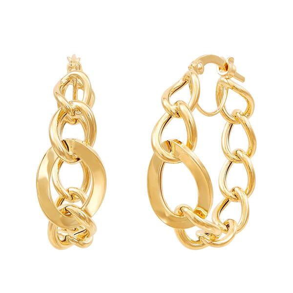 Gold Classics&#8482; Yellow Gold Hollow Oval Link Hoop Earrings