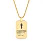 Mens Creed Stainless Steel & Black Enamel Cross/Psalm Necklace - image 1