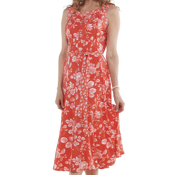 Womens Perceptions Sleeveless Floral Print Midi Dress