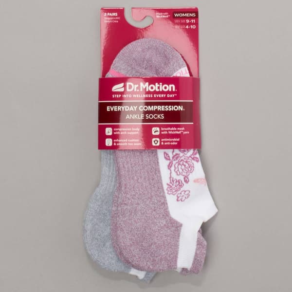 Womens Dr. Motion® 2pk. Butterfly White Low Cut Socks - image 