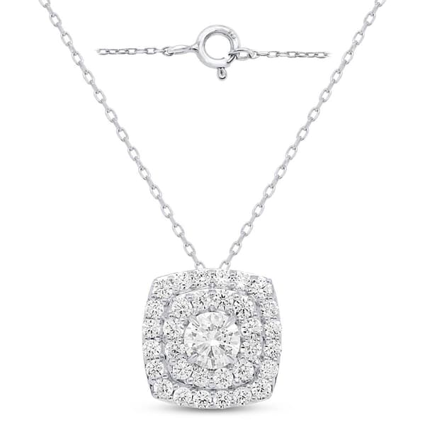 Nova Star® Lab Grown Diamond Cushion Double Halo Pendant