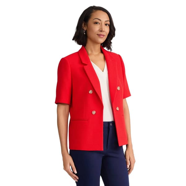 Petite Jones New York Short Sleeve Faux Double Button Blazer
