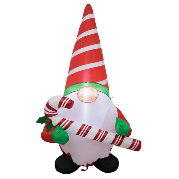 Inflatable 4ft. Gnome Holding a Candy Cane - image 