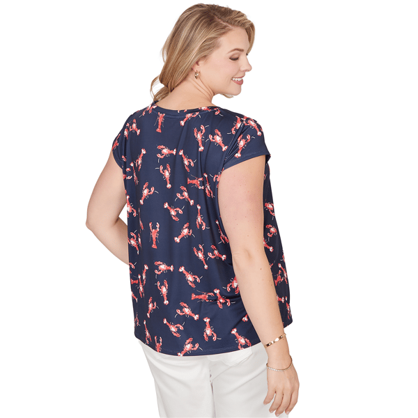 Plus Size Emaline Sapphire Serenade II Cap Sleeve Lobster Tee
