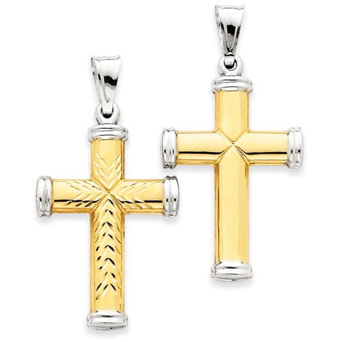 Unisex Gold Classics™ 14kt. Gold & Rhodium Cross Pendant