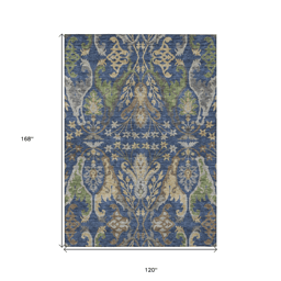 HomeRoots Blue Floral Washable Indoor/Outdoor Area Rug