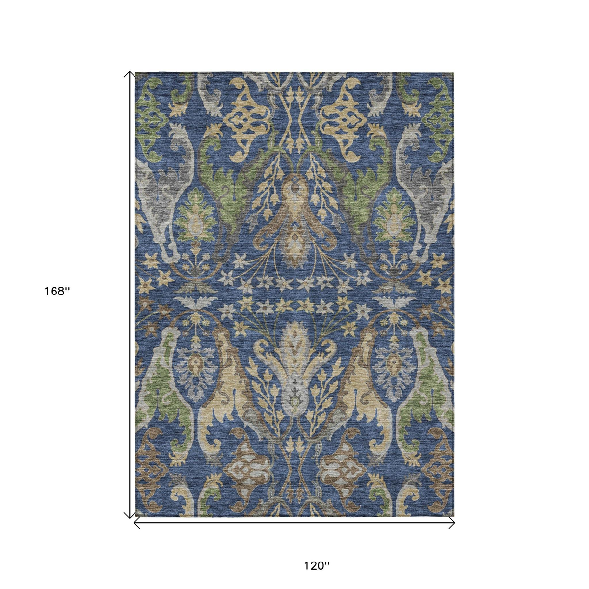 HomeRoots Blue Floral Washable Indoor/Outdoor Area Rug