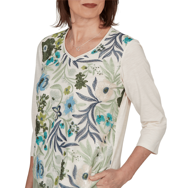 Womens Alfred Dunner Indigo Girls Floral Sequin Blouse