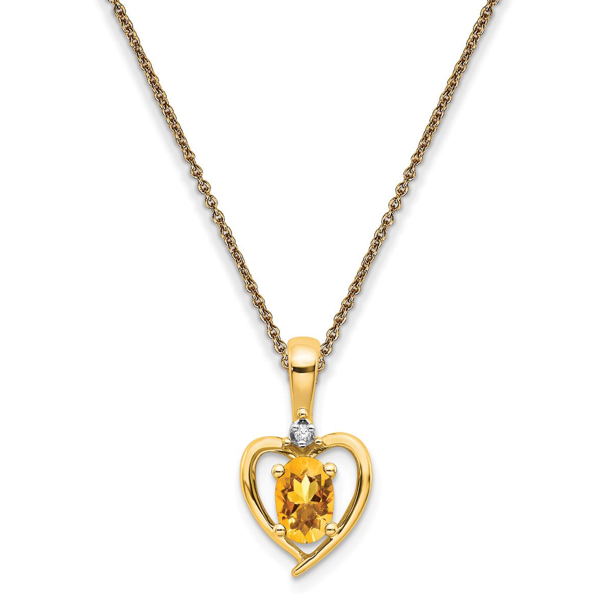 Gemstone Classics™ 14kt. Citrine Diamond Pendant Necklace