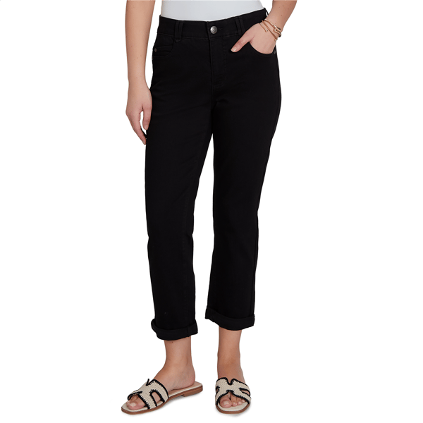 Womens Ruby Rd. Key Items Jet Black Cropped Girlfriend Jeans