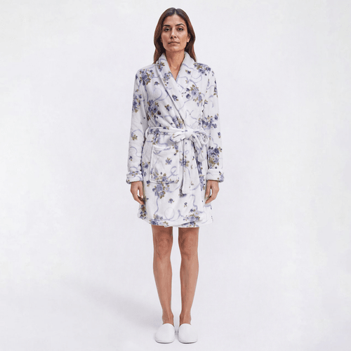 Womens Laura Ashley(R) Long Sleeve Floral Plush 36 Wrap Robe