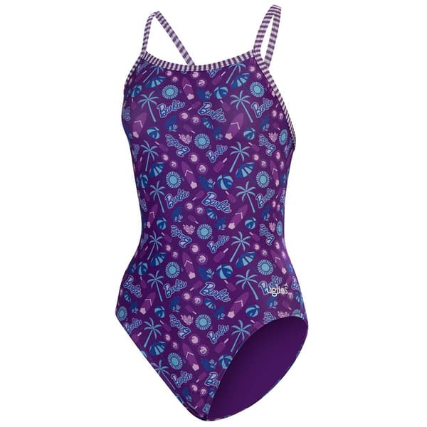 Womens Dolfin(R) Barbie Print V-2 Back One Piece - image 
