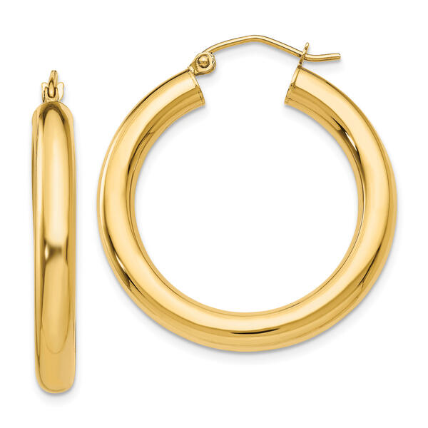 Gold Classics&#40;tm&#41; 14kt. Polished Gold 4mm Thick Hoop Earrings - image 