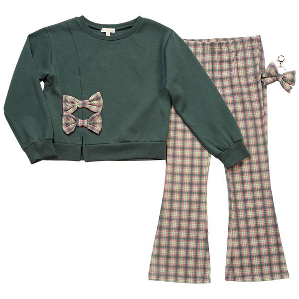 Girls (7-12) BTween(R) Plaid Bow Crew Top & Plaid Leggings Set