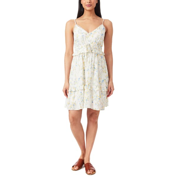 Juniors Wallflower Floral Lace Trim A-Line Mini Dress