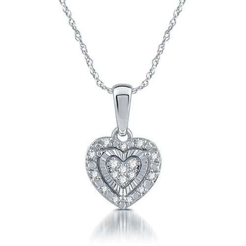 Diamond Classics™ Sterling Silver 1/10ctw. Heart Pendant