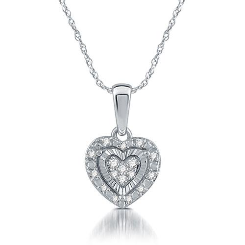 Diamond Classics(tm) Sterling Silver 1/10ctw. Heart Pendant