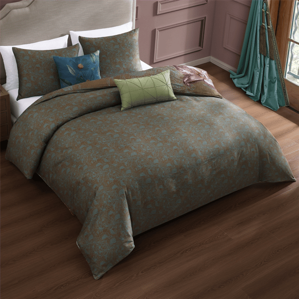 Bebejan Birds on Chocolate Brown 5pc. Reversible Comforter Set