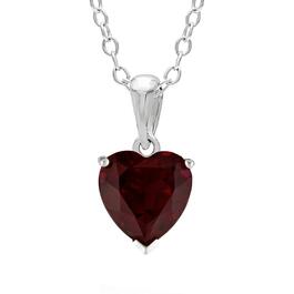 Sterling Silver Garnet Heart Pendant